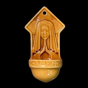 Antique Petrus Regout Holy Water Font: Dutch Faience Religious Art