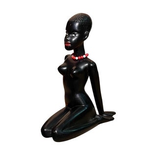 Vintage Mid Century Ceramic African Woman Sculpture