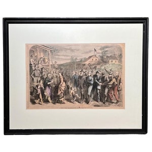 Thomas Nast Civil War Print: Wood Framed Matted Behind Glass, Historic Print Wall Decor