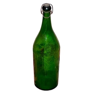 Antique Hemingray Green Glass Bottle: 15&quot; Vintage Swing-Top Decor