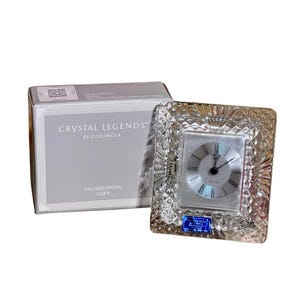 Vintage Crystal Clock, Crystal Legends by Godinger Full Lead Crystal Mantel Clock, Made in W. Germany, Vintage Crystal Legends Square Clock.