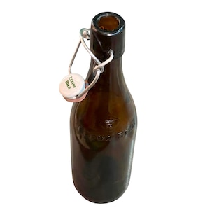 Vintage Amber Glass Old Dutch Beer Bottle, 11” Tall Brown Glass Bottle, Beer Collector Gift, Vintage Dutch Leeuw Bier Swing Top Glass Bottle