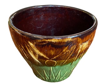 Vintage USA Pottery Art, Robinson Ransbottom, Roseville Art Pottery, Jardiniere Planter, 8 x 7 Flower Pot, Vintage Art Pottery Pot USA.