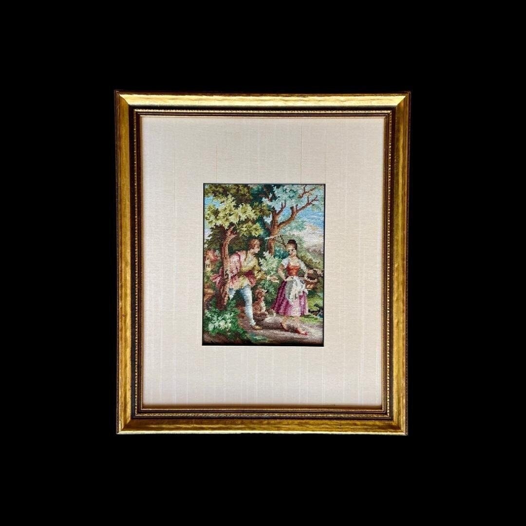Vintage Hungarian Gobelin: Handmade Needlepoint Art in Gold Leaf Frame ...