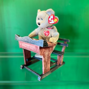 Miniature Early American School Desk: Handcrafted Doll Furniture