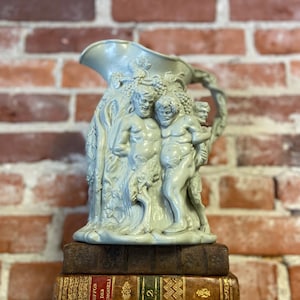 Antique Minton Silenus & Bacchus Jug: 19th Century English Stoneware
