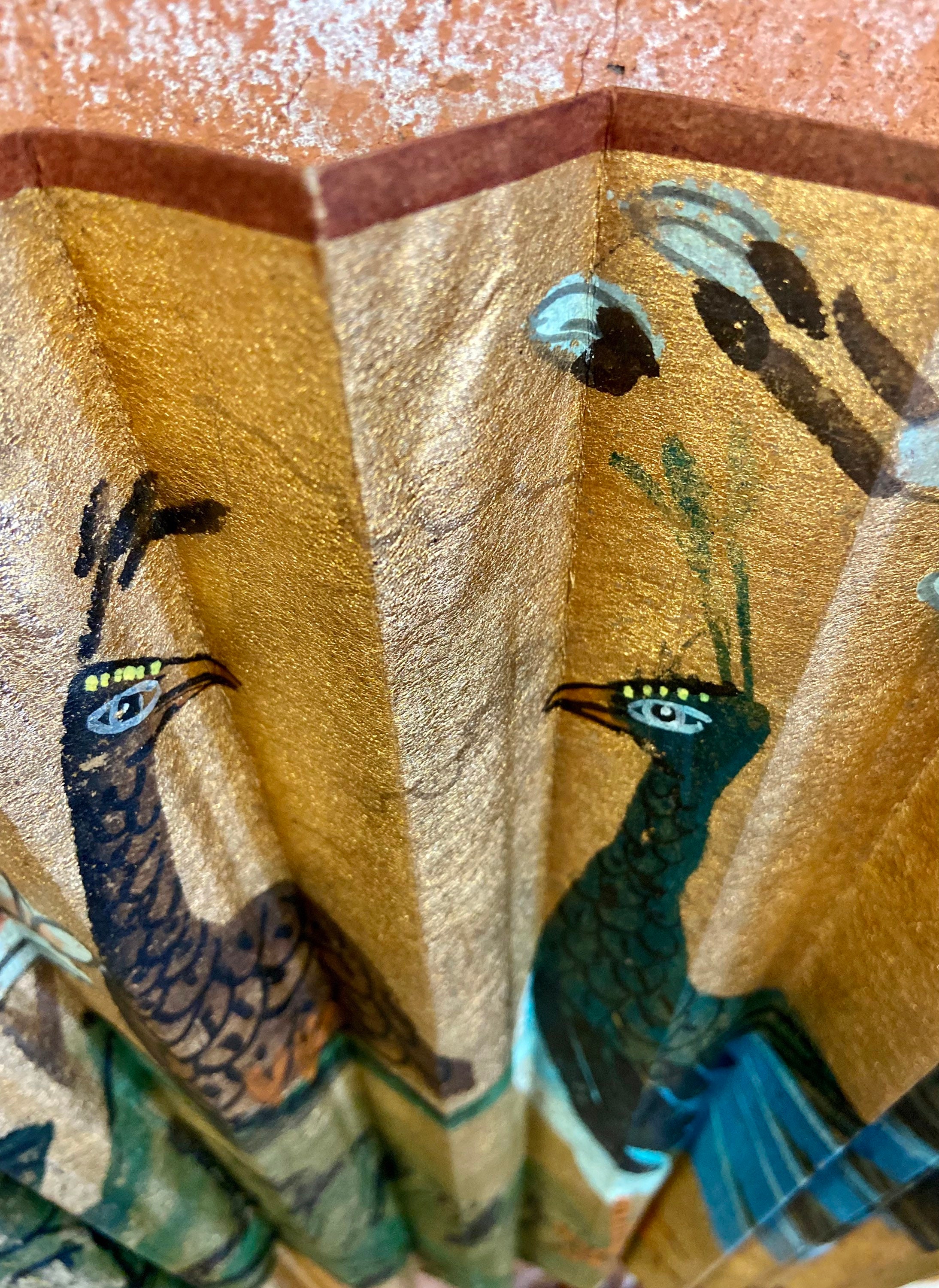 Vintage Asian Fan Art Handcrafted Bamboo Folding Fan Wall Etsy