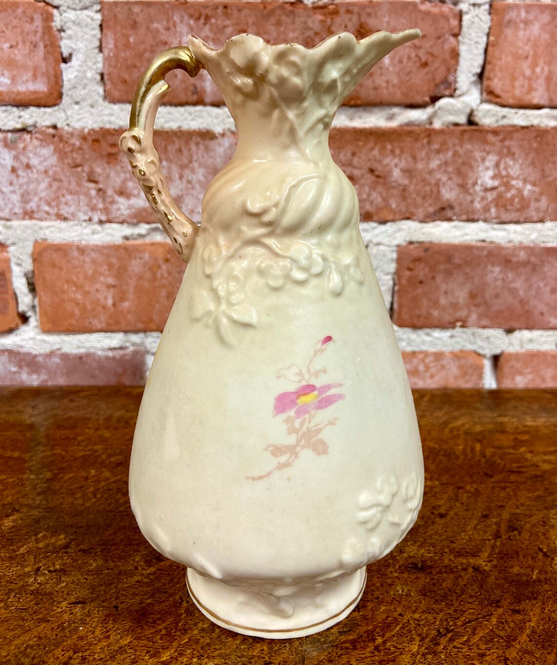 Antique Art Nouveau Flower Pitcher Vase Hand Painted Etsy