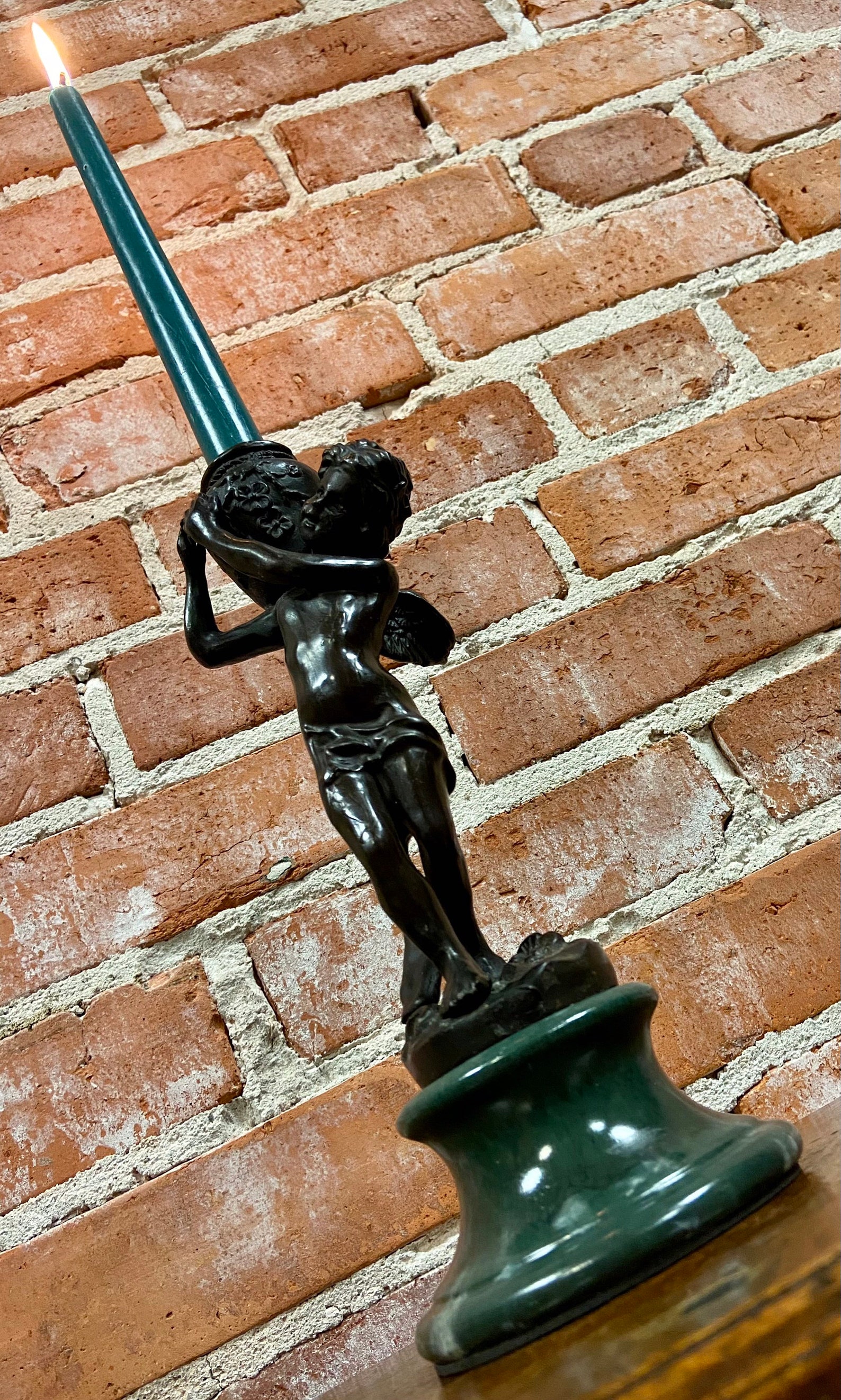 Vintage Bronze Angel Cherub Candle Holder Bronze Sculpture Etsy