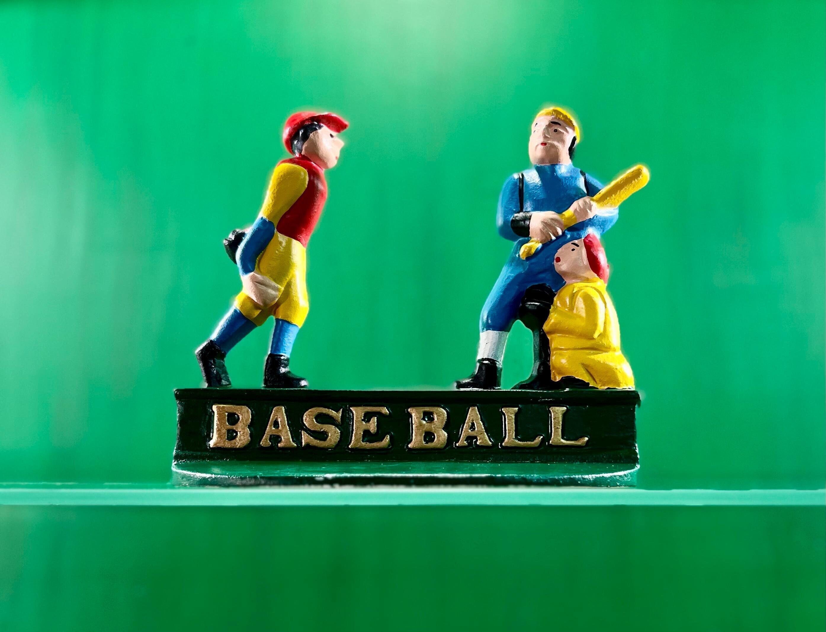 Vintage Cast Iron Baseball Doorstop: Hand Painted 1980s Statue - Etsy, image size:2789x2132