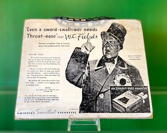 Vintage Advertising, W.C. Fields, Old Gold Cigarette Ad Sign, Vintage Advertisement Art, Wooden Sign, Cigarette Advertising, Vintage Sign.