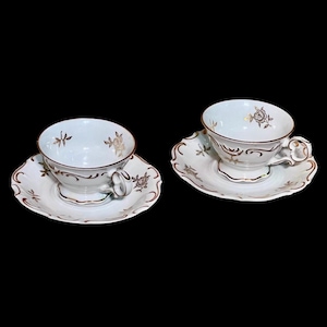 Vintage Schumann Bavaria Teacup and Saucer Set: Gold Trim China (Pair)