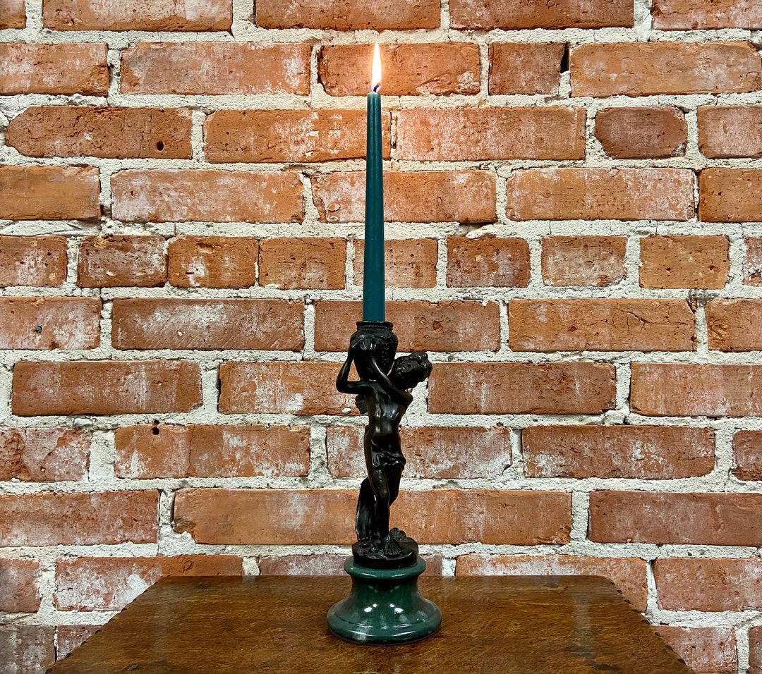 Vintage Bronze Angel Cherub Candle Holder Bronze Sculpture Etsy