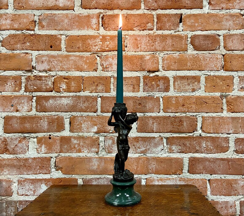 Vintage Bronze Angel Cherub Candle Holder Bronze Sculpture Etsy