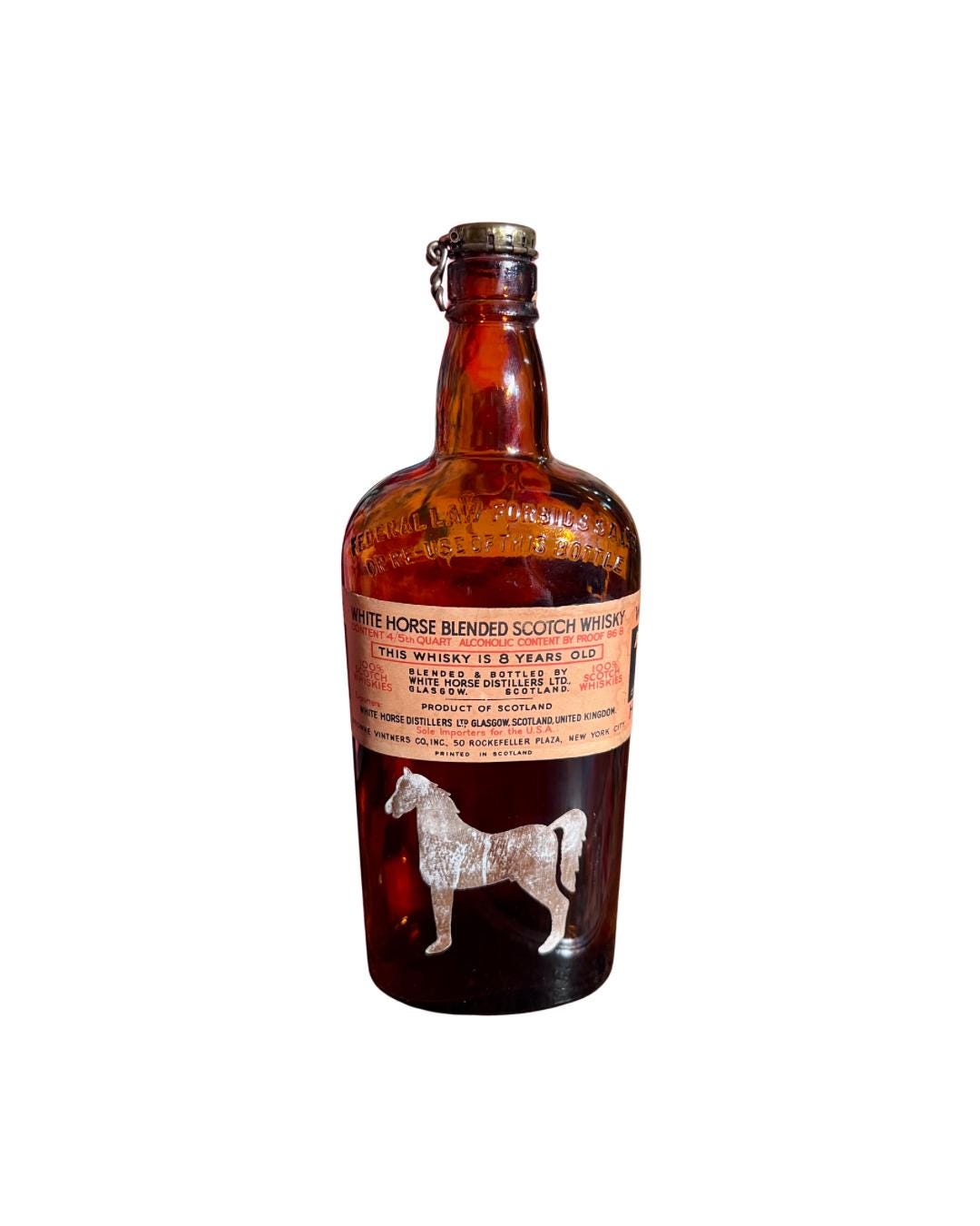 White Horse Whiskey Bottle - Etsy