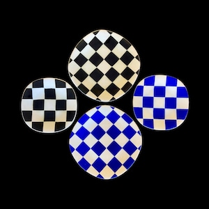Vintage Royal Boch Checkered Plates: Art Deco Ceramic Set of 4