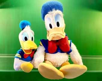 Set of 2 Vintage Disney Plush Toys, 16" Disney Donald Duck, 11" Donald Duck Disney Stuffed Toy, Vintage Pair of Donald Duck Plush Toys.