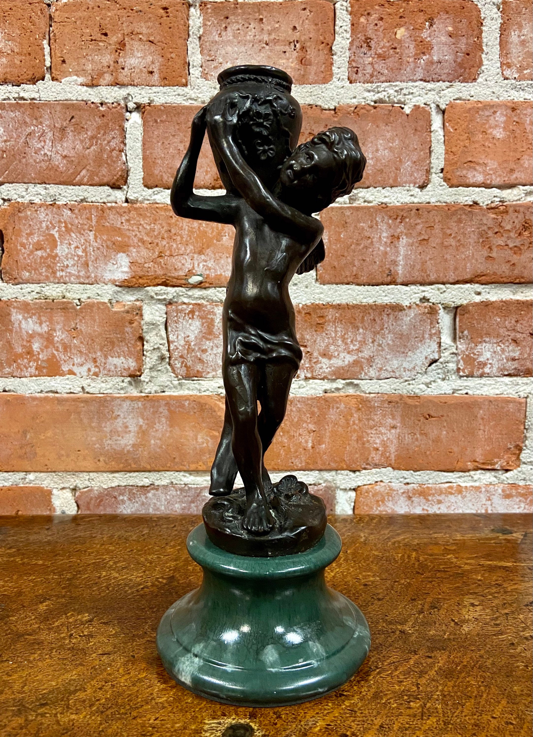 Vintage Bronze Angel Cherub Candle Holder Bronze Sculpture Etsy