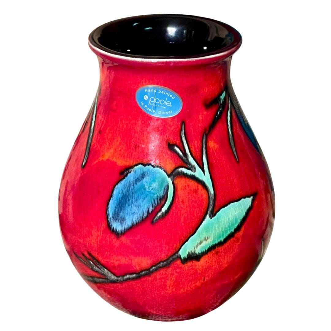 Vintage Poole Pottery Himalayan Poppy Vase: Hand-painted Ceramic