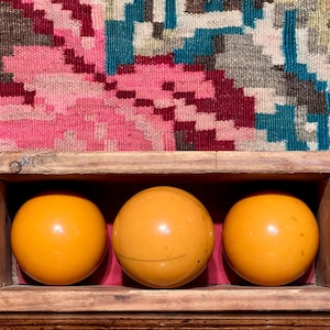 Antique Carom Billiard Balls Set: Belgian 61.5mm, with Wooden Box