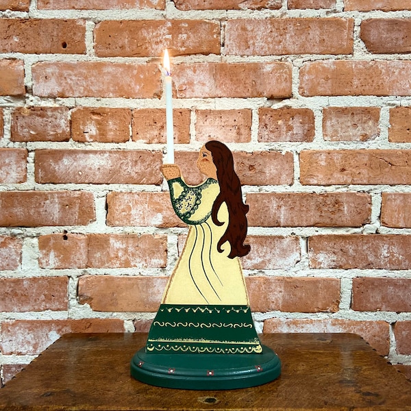 Wood Wooden Angel Candle Holder Etsy