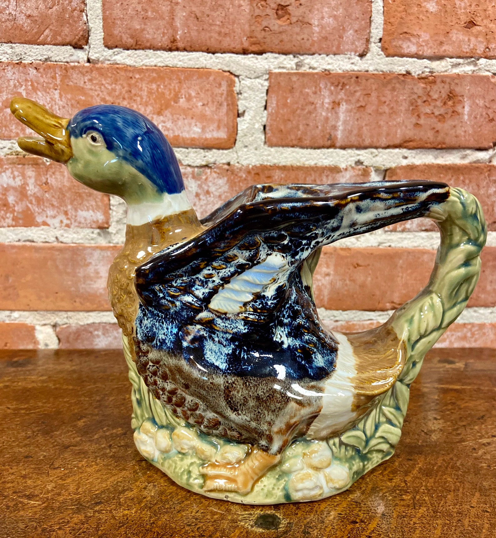 Vintage Duck Pitcher Glazed Ceramic Mallard Pitcher Vase Etsy