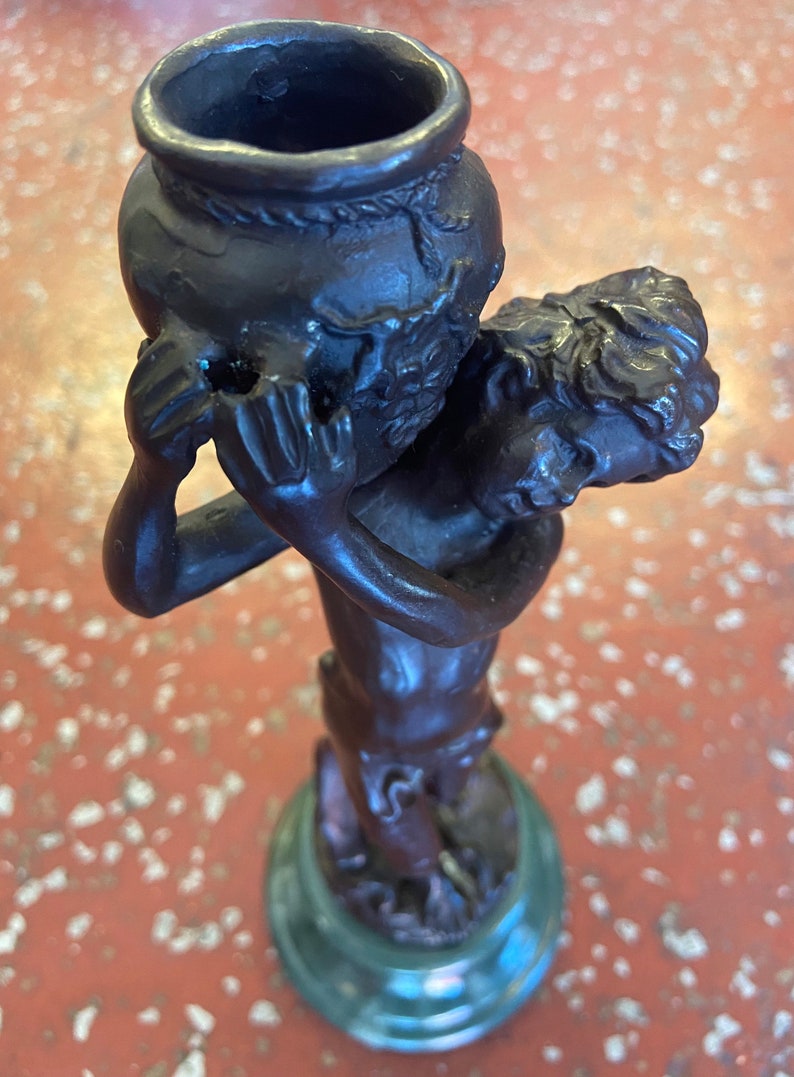 Vintage Bronze Angel Cherub Candle Holder Bronze Sculpture Etsy