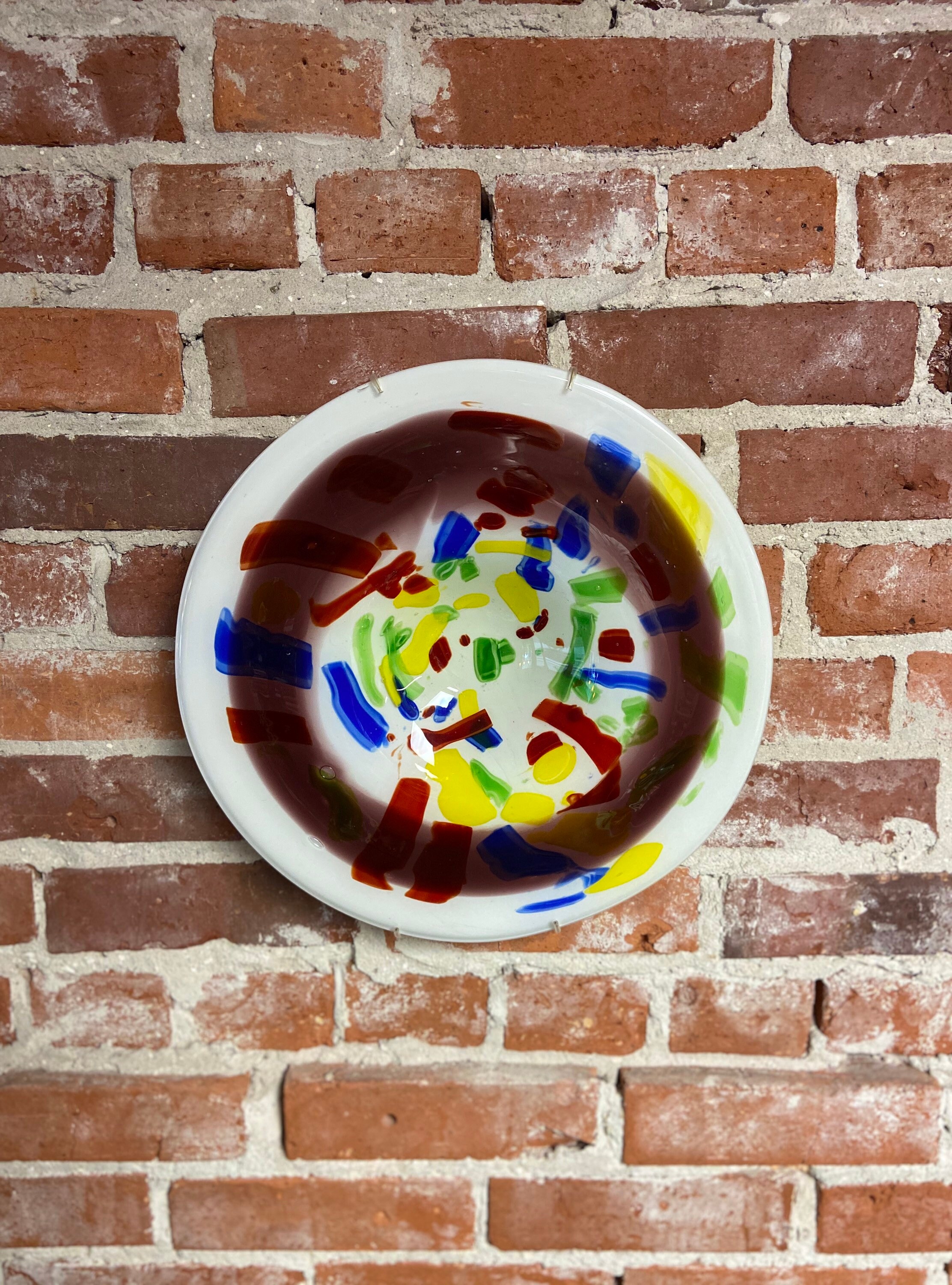 Vintage Abstract Glass Art Blown Art Glass Plate Vintage Etsy