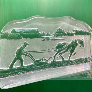 Vintage Nybro Swedish Crystal Paperweight: Handmade Art Glass Sculpture