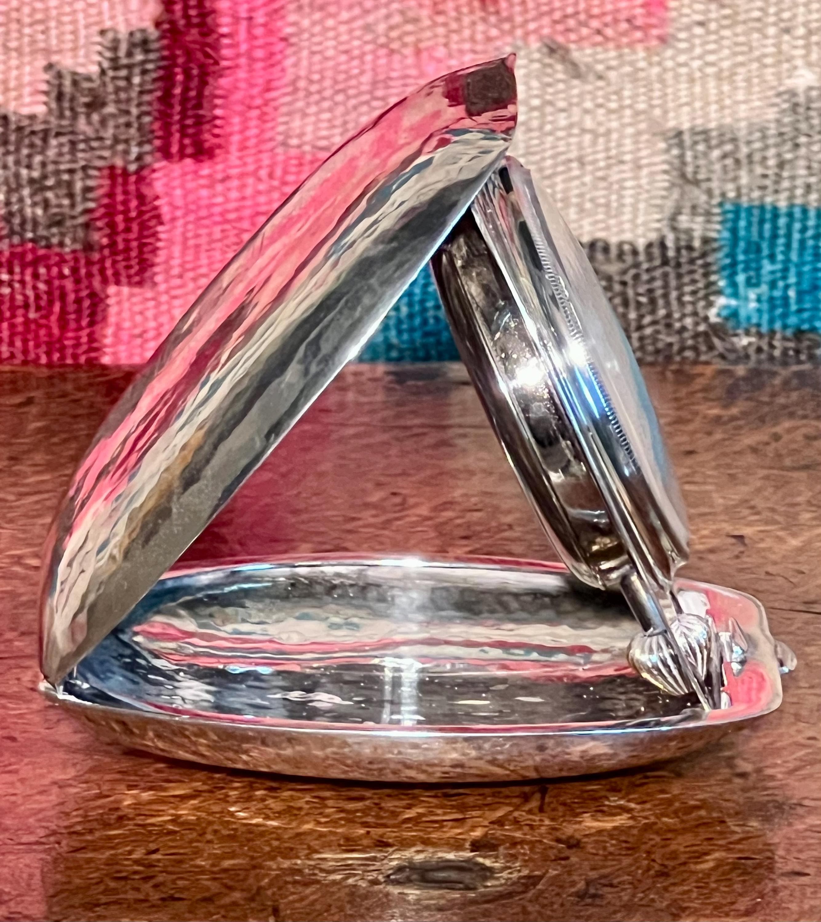 Tiffany & Co. 8-day Travel Clock, Sterling Silver Clamshell Travel