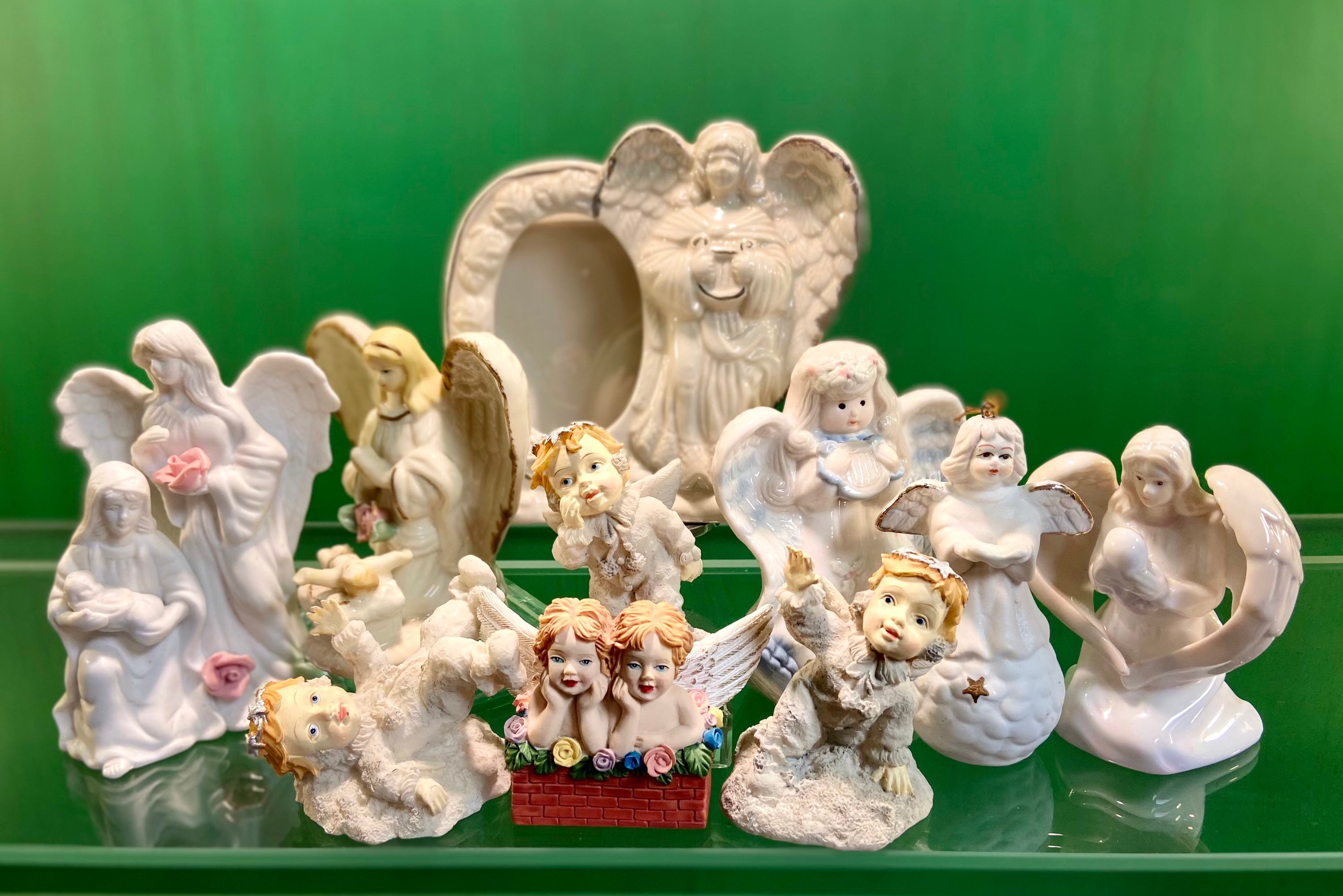 Lot of 10 Vintage Collectible Angel Figurines, Vintage