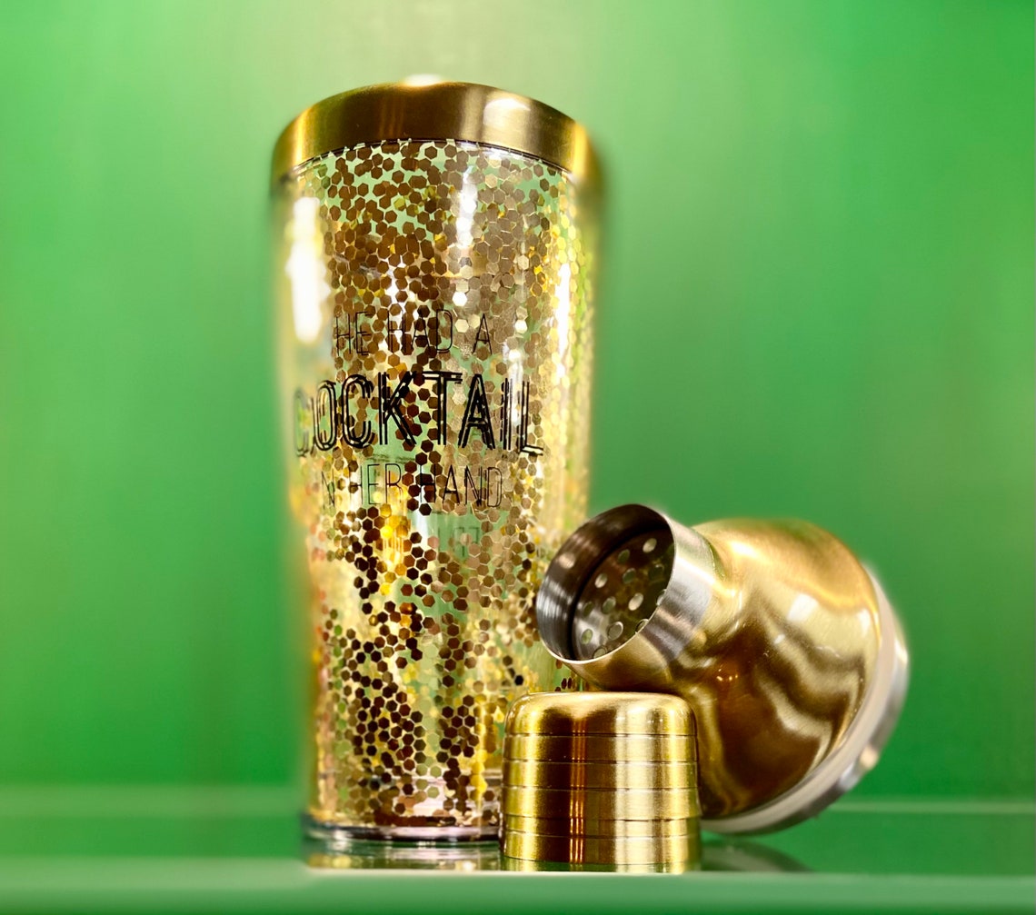 Sparkling Cocktail Shaker Gold Glitter Cocktail Shaker Etsy