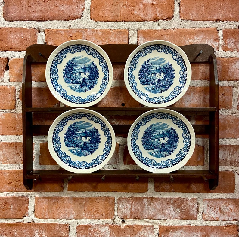 Vintage 6 Tea Cup and Saucer Display Shelf, Shelf For Kitchen, Tea Cup Display, Wood Wall Shelf, Vintage Plate Display, Shelving For Walls. image 5