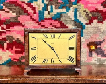 Bravingtons Ltd of King’s Cross and Ludgate Hill Art Deco 8 Day Clock with Chime & Original Key, L.Döring Leipzig German Movement.