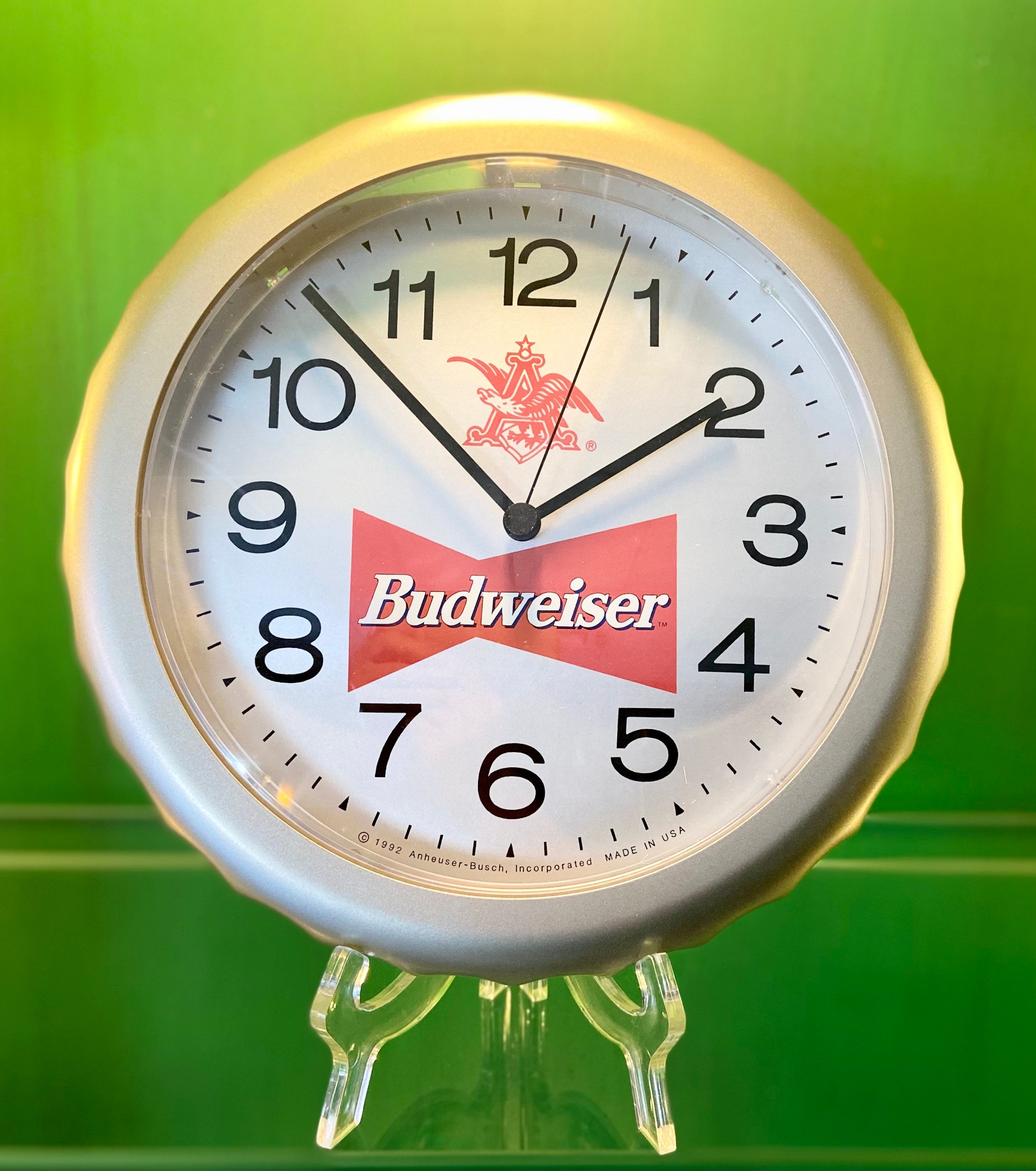 Vintage Budweiser Beer Bottle Cap Wall Clock 1992 Made in USA Etsy