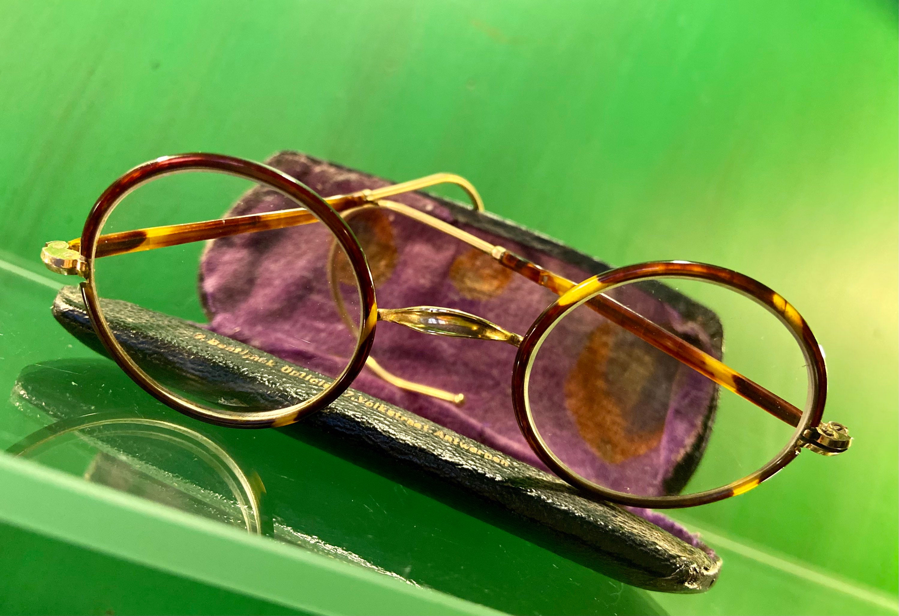 Vintage Tortoise Eyewear Made in Belgium Gold Wire Round Etsy