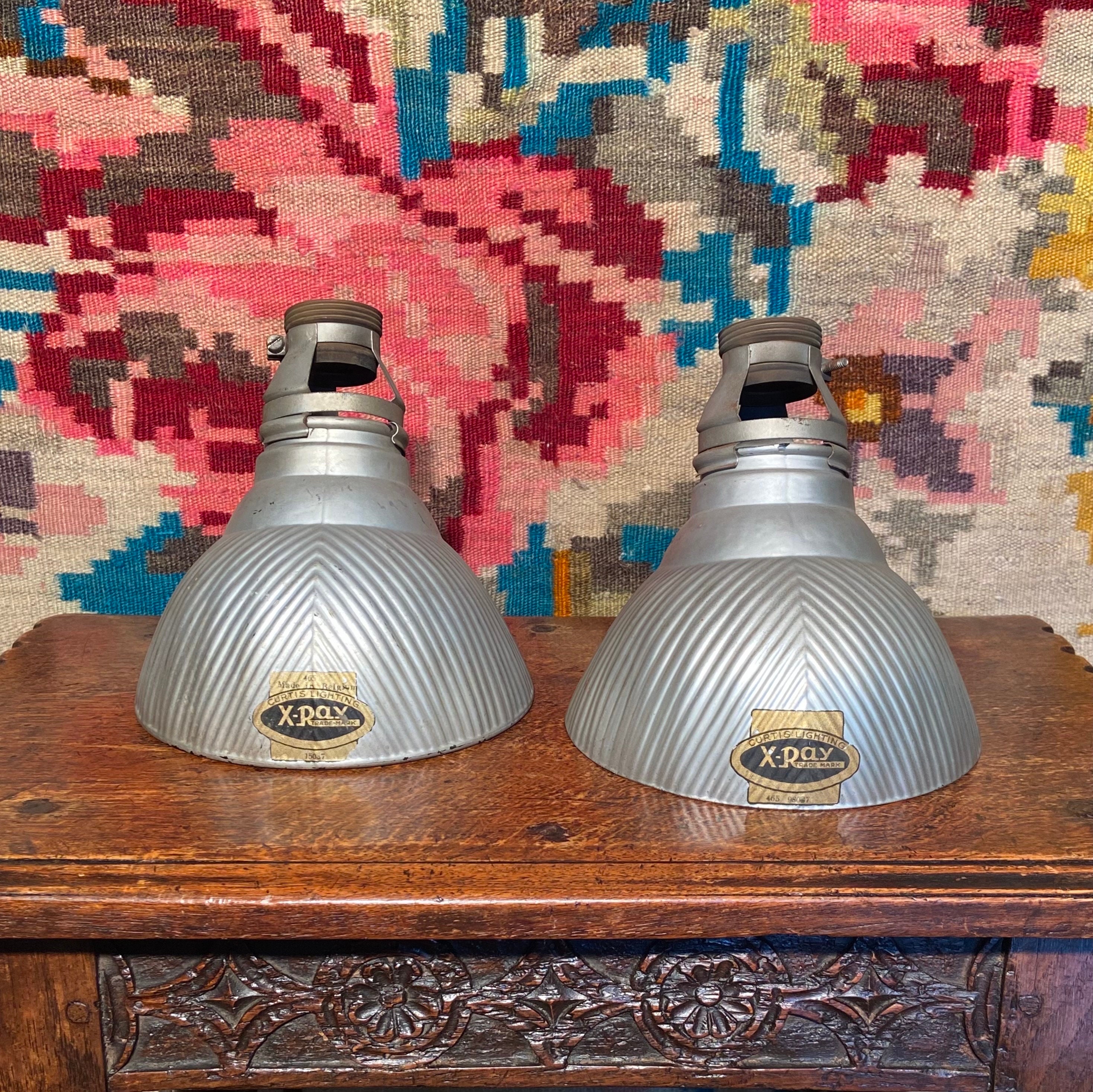Vintage Curtis Lighting X-ray Mercury Glass Light Shades - Made in