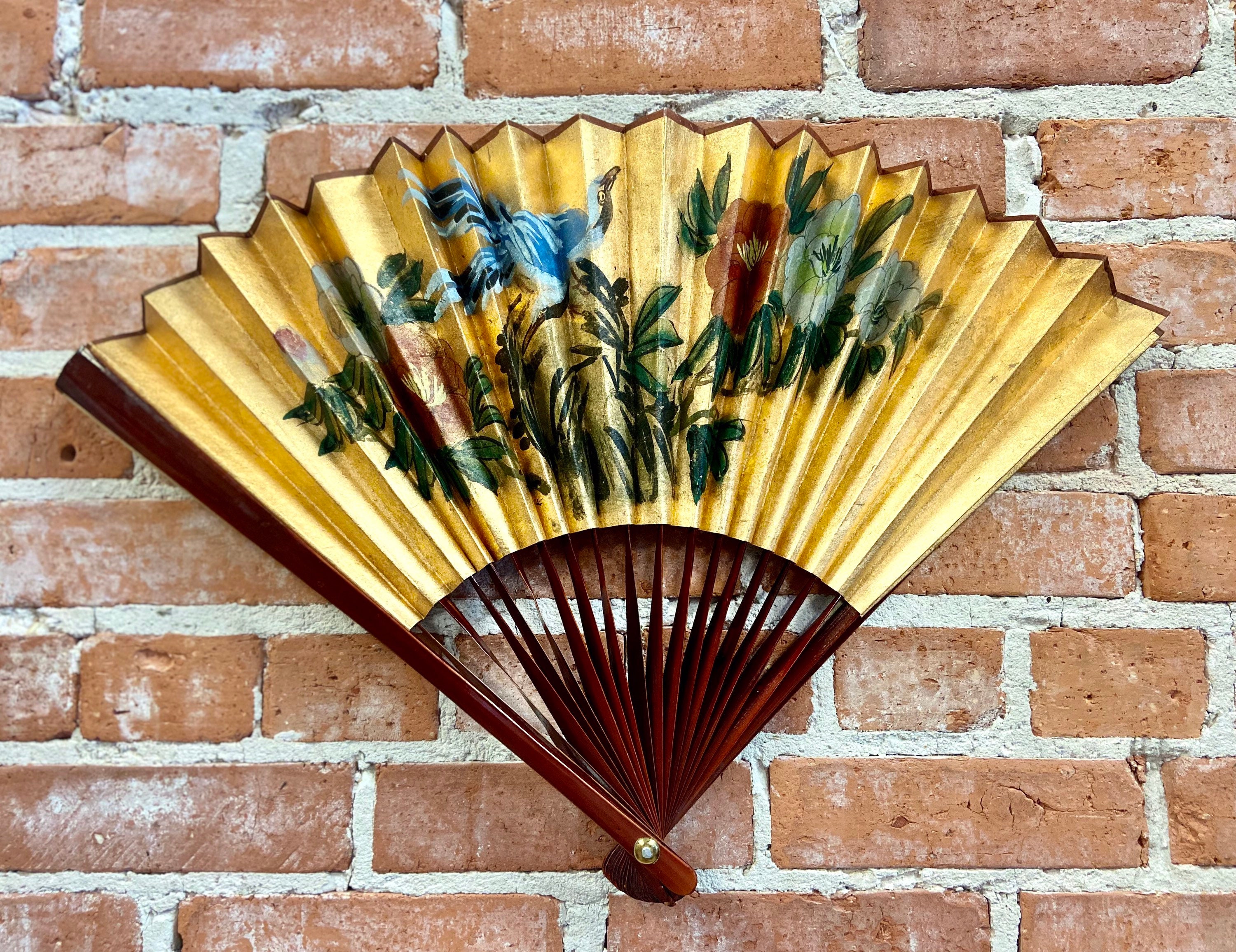 Vintage Oriental Wall Fan Art Asian Wall Hanging Fan - Etsy
