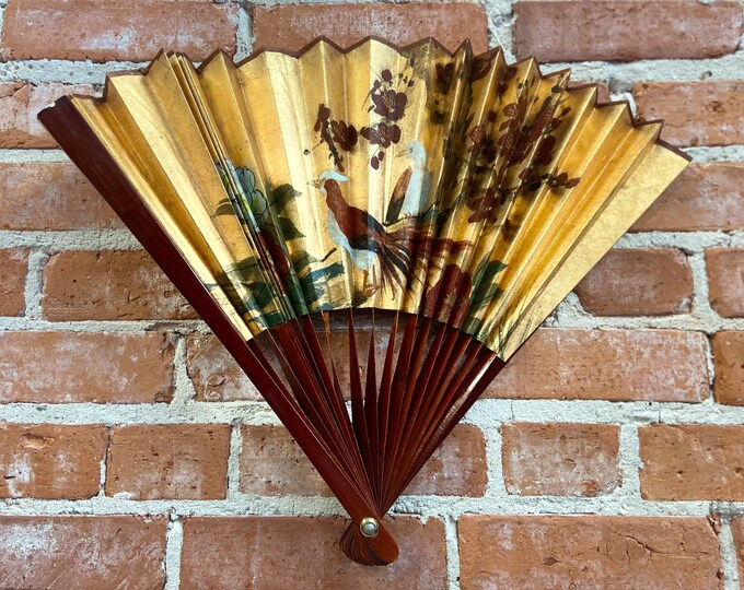 Vintage Oriental Wall Fan Art Asian Wall Hanging Fan Etsy