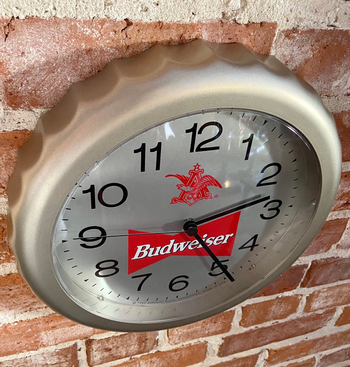Vintage Budweiser Beer Bottle Cap Wall Clock 1992 Made in USA Etsy