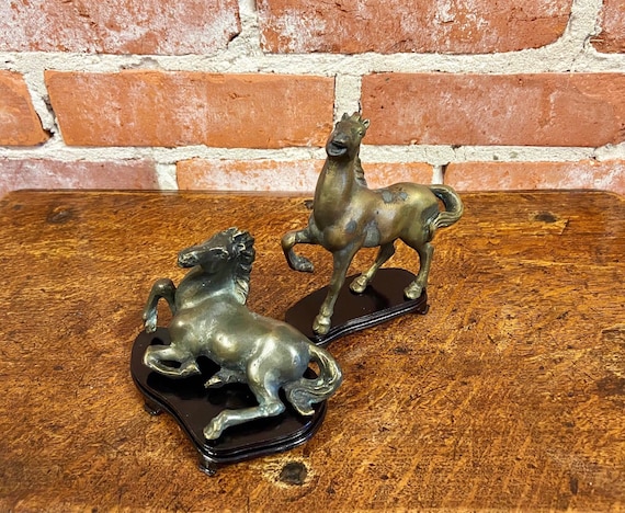 新作 Set Small Sculptures, Horse Bronze Collectible Vintage 2 of 小物入れ