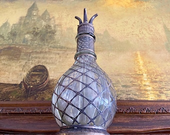 Antique French 950 Silver Overlay Glass Decanter