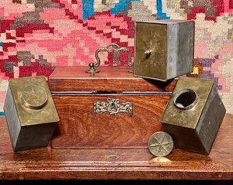 Antique French Louis XVI Walnut Tea Caddy: 18th Century Three Compartment