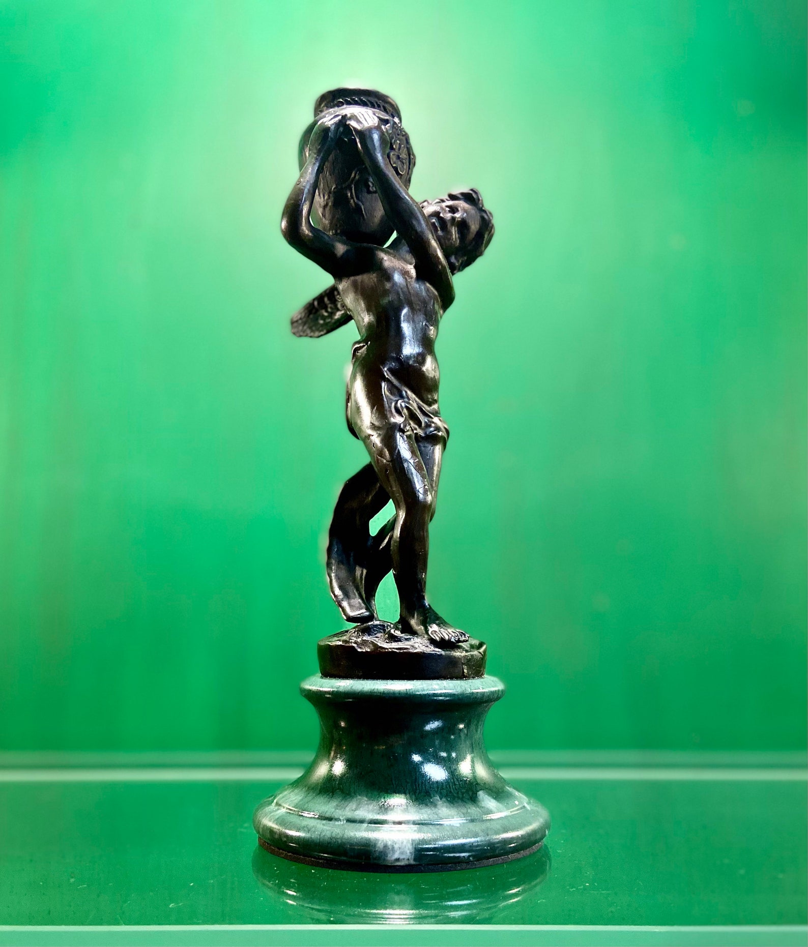 Vintage Bronze Angel Cherub Candle Holder Bronze Sculpture Etsy