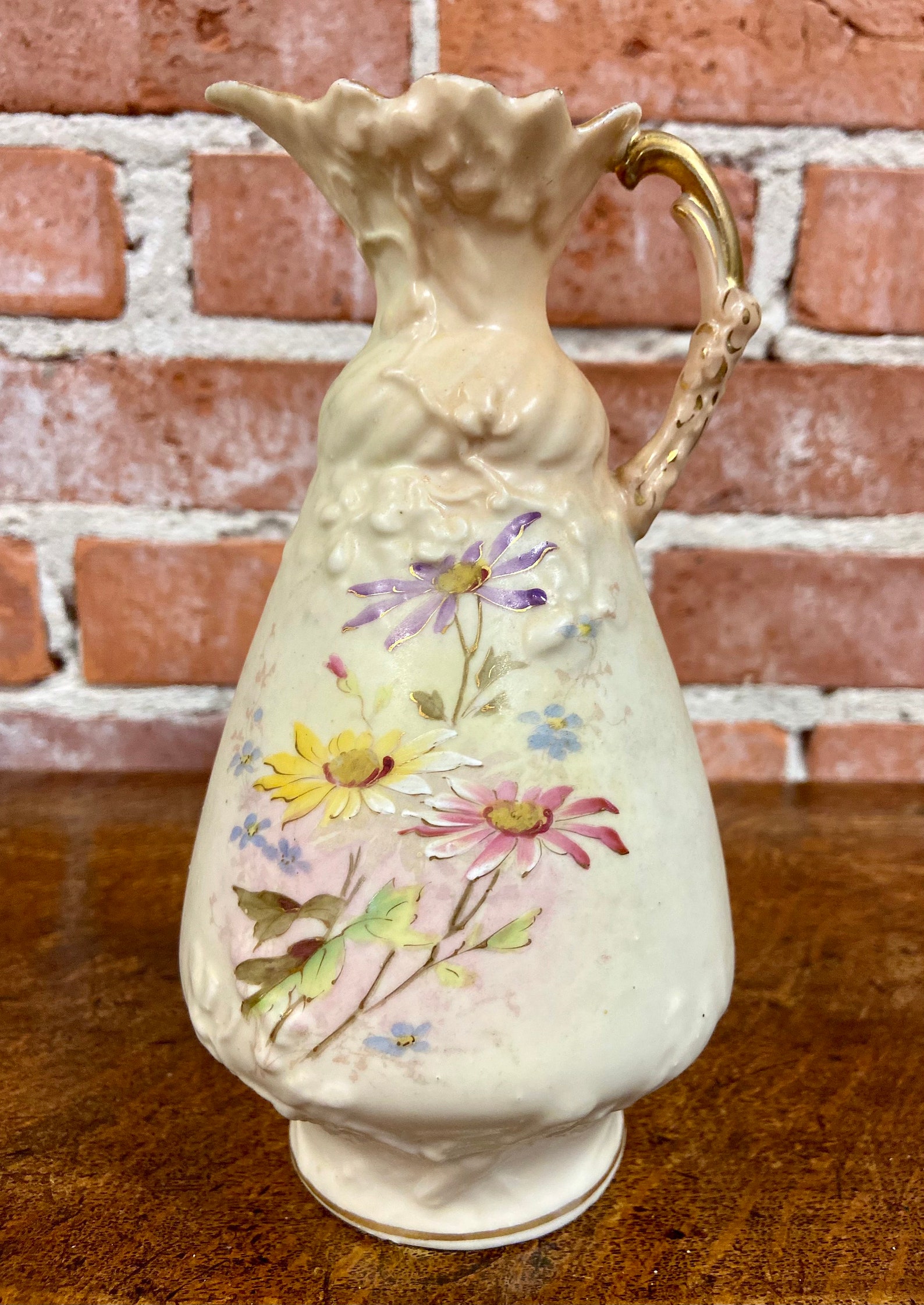 Antique Art Nouveau Flower Pitcher Vase Hand Painted Etsy