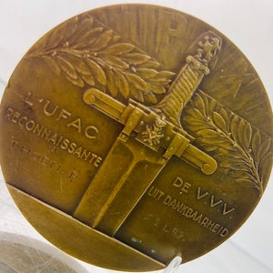 Vintage Belgian Bronze Award Medal: Pierre de Soete Military Art