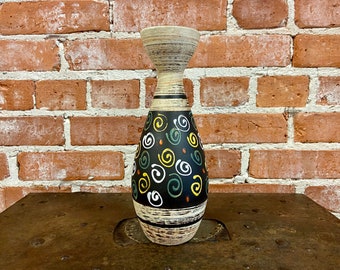 Mid Century Modern West German Art Pottery Vase, Vintage Mid Century Ceramic Vase, Hand Painted Pottery Made in West Germany, Fat Lava Vase.