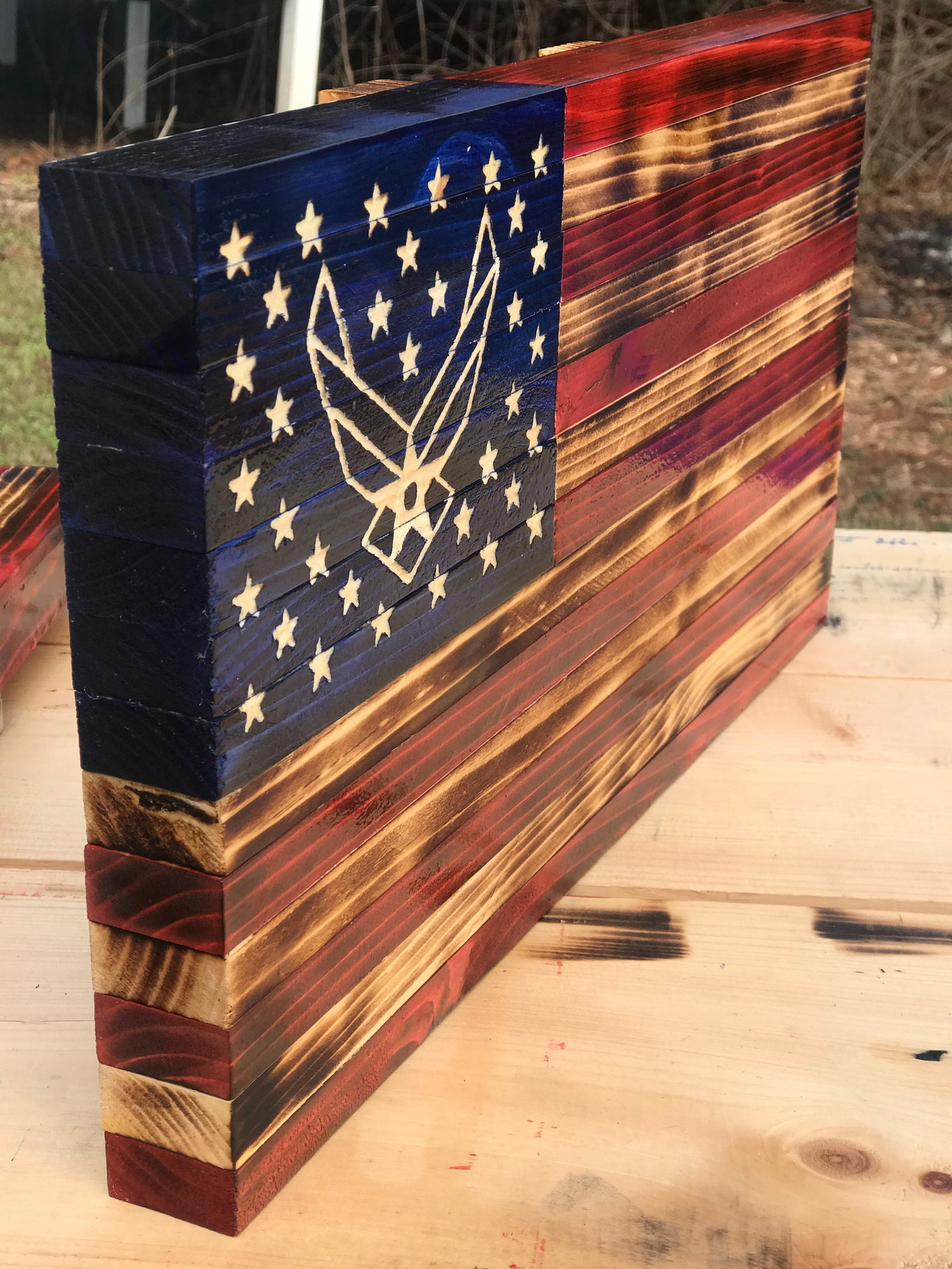 Custom Wood Flag Rustic Law Enforcememt Firefighters Etsy