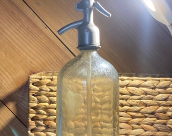 Antique 1900s - Seltzer Bottle - Parkerson Seltzer - 12 inch -  Original Top -  Collectible - Glass - Bar Decor - Man Cave