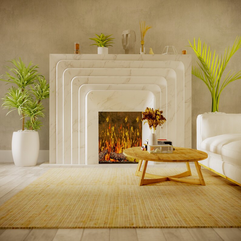 Marble Fireplace Surround Mental Modern Monochrome Home Etsy